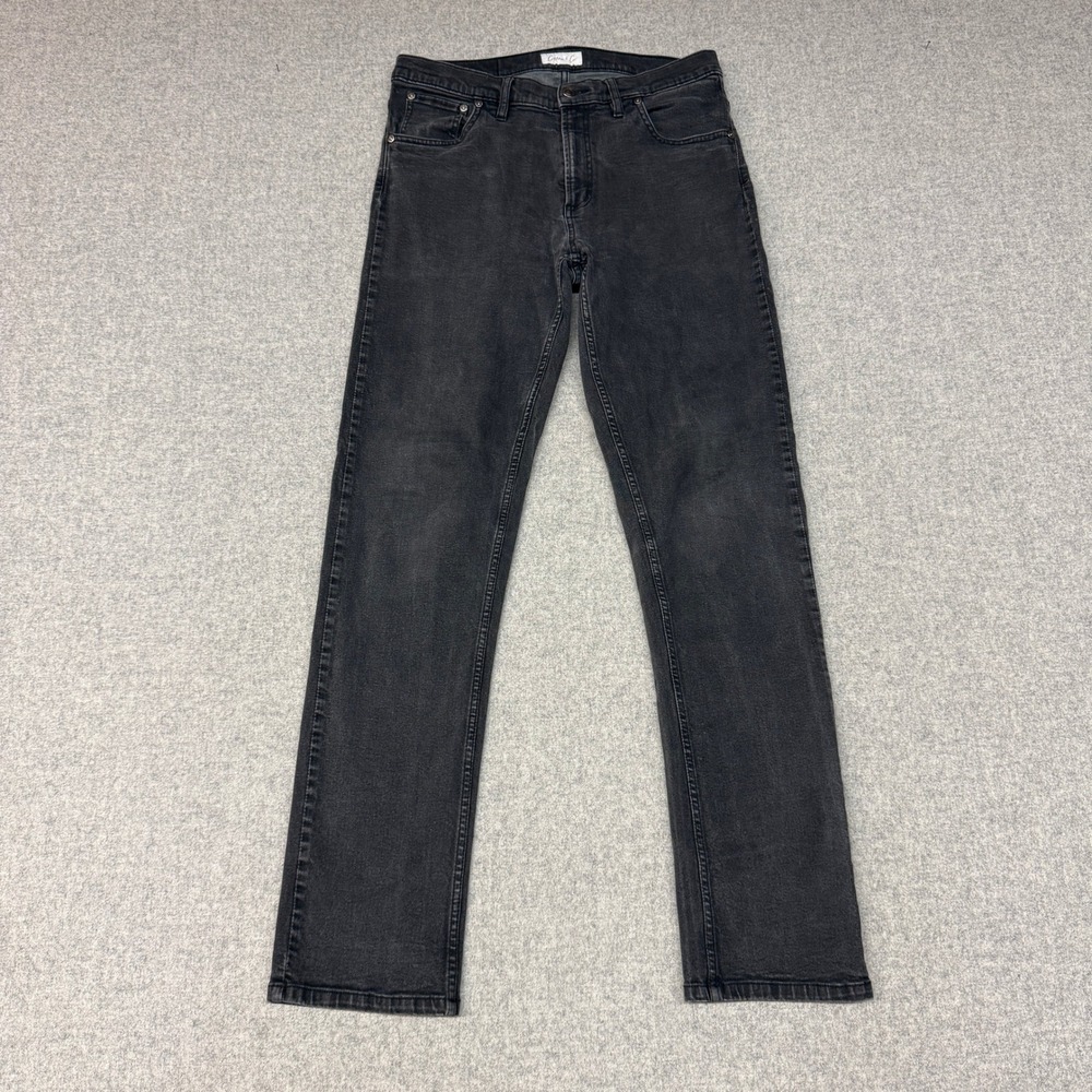Cotton & Co Slim Straight Jeans Size W32 Charcoal Black Faded Stretch Denim Pant